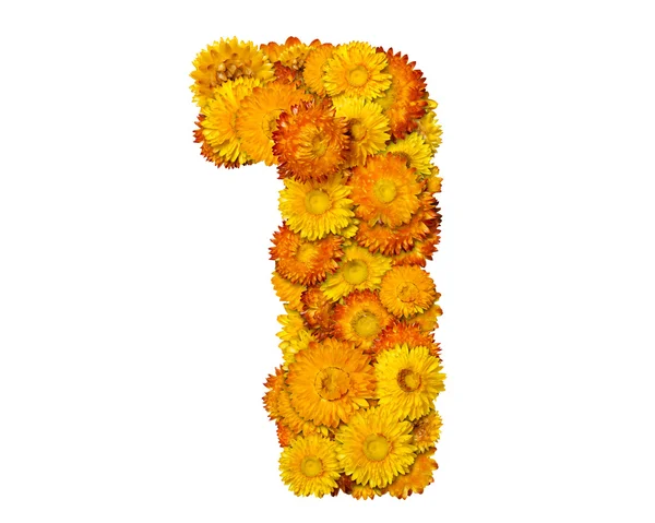 Number from yellow and orange flowers — Stock Photo, Image