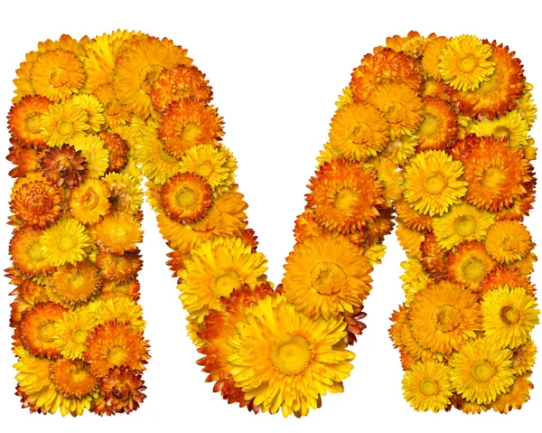 字母表从黄色和橙色的花朵 — 图库照片