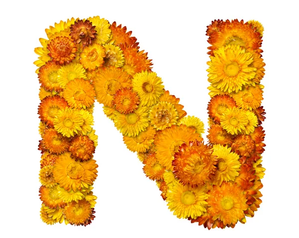 Abeceda od žluté a oranžové květy — Stock fotografie