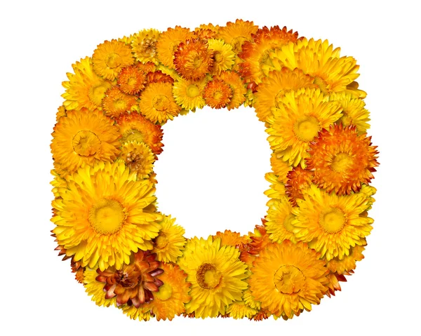 Alfabet z żółte i pomarańczowe kwiaty — Zdjęcie stockowe