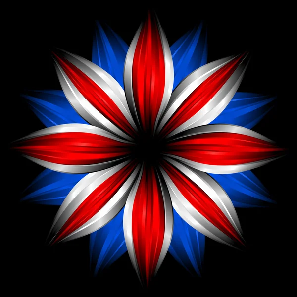 Kwiaty w kolorach flagi brytyjskiej na czarny — Zdjęcie stockowe