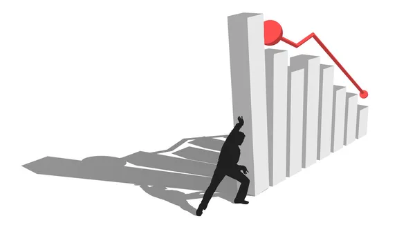 Crisis, el diagrama económico de las finanzas está cayendo — Foto de Stock