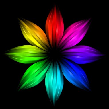 Abstract futuristic rainbow flower clipart