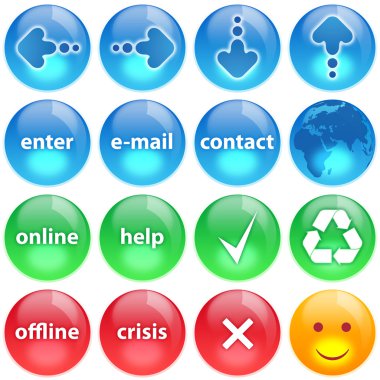 Blue, green and red buttons collection s clipart