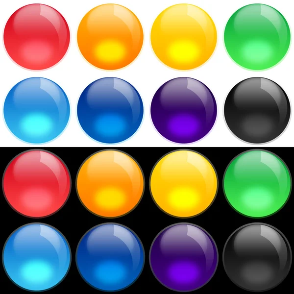 Color buttons set on black and white bac — Stock Photo, Image