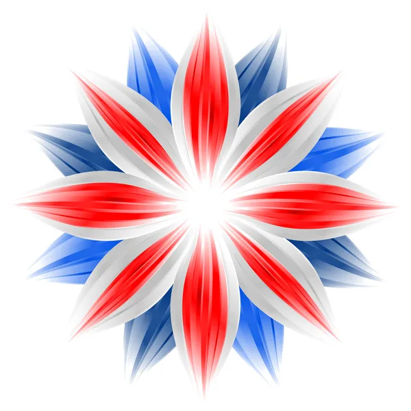 Flor com cores da bandeira britânica no branco — Fotografia de Stock