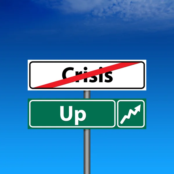 Droga znak końca kryzysu — Zdjęcie stockowe