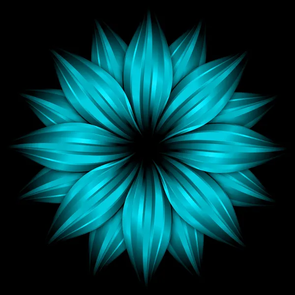 Abstract sky blue flower on black — Stock Photo, Image
