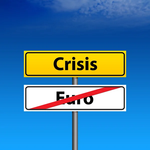 Дорожный знак Кризис, евро закончился — стоковое фото