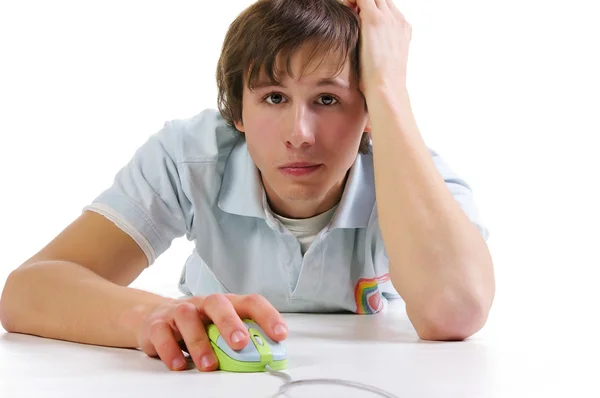 Mladí muži s počítačovou myš — Stock fotografie