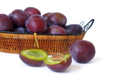 Basket of plums clipart