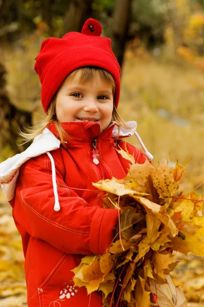 Herbstporträt eines kleinen Mädchens — Stockfoto