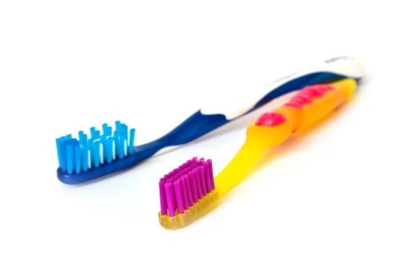 2 색 toothbrushs — 스톡 사진