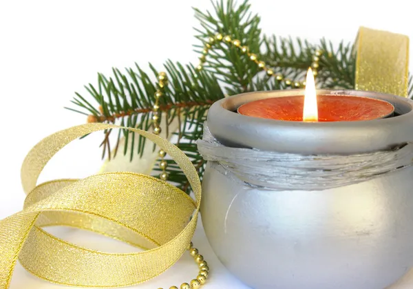 Candle and decoration isolated — Stock Photo, Image