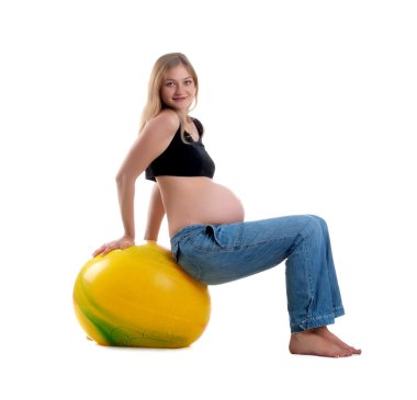 Pregnatl woman and yellow ball clipart