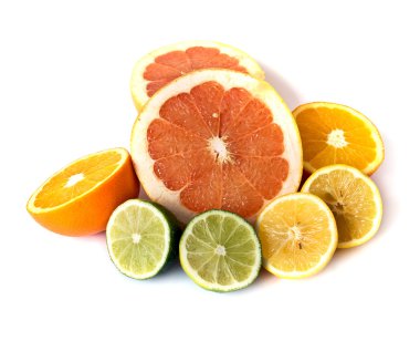 Citrus fruits isolated on white clipart