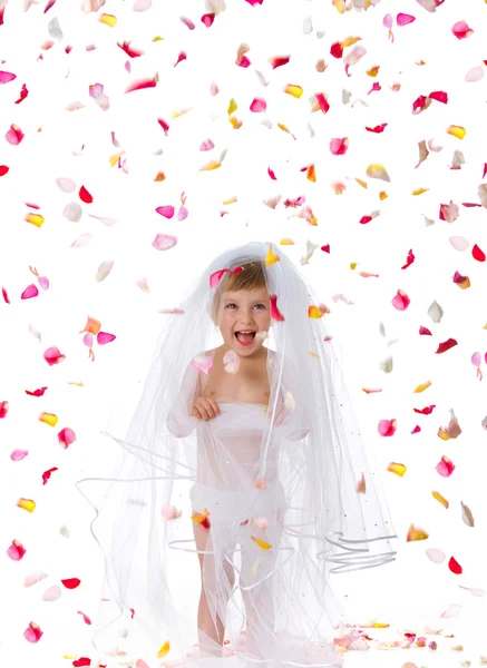 Ctue little girl in a veil — Stock Photo, Image