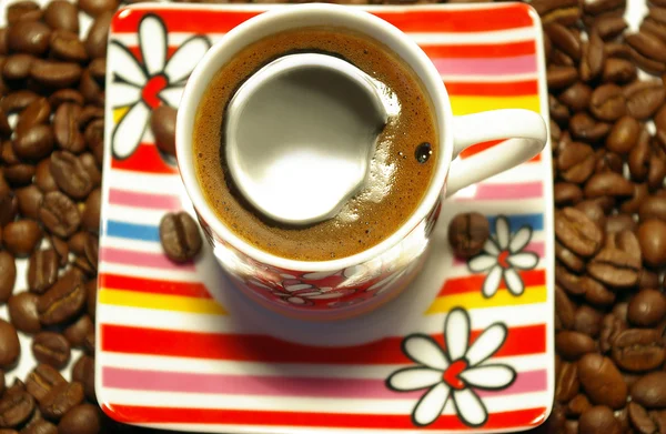Kopje koffie en een zaden — Stockfoto