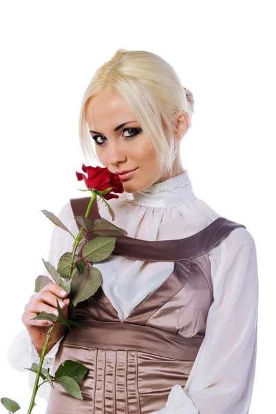 Милые молодые женщины с розой — стоковое фото