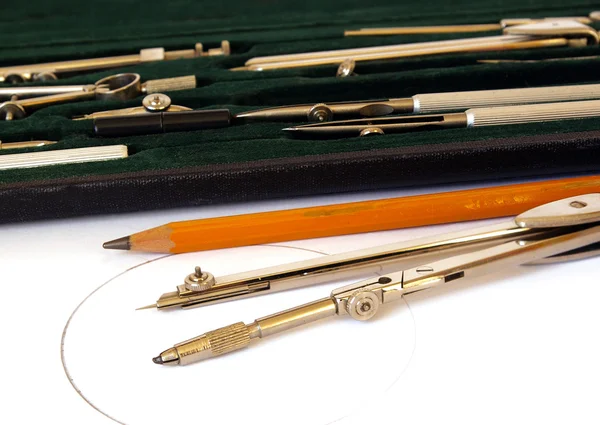 Drawing instruments on white — Stock Photo, Image