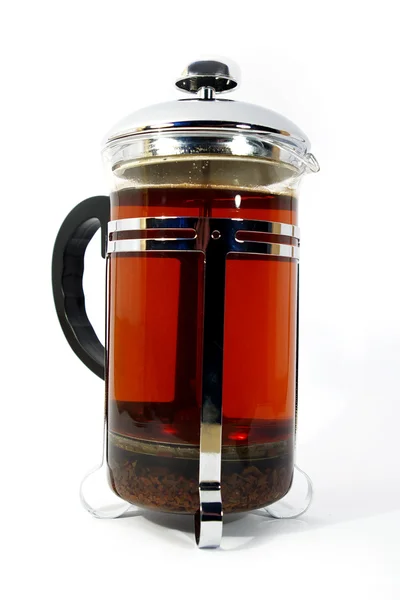 Waterkoker whith zwarte thee — Stockfoto