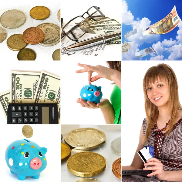 Collage concetto di denaro — Foto Stock