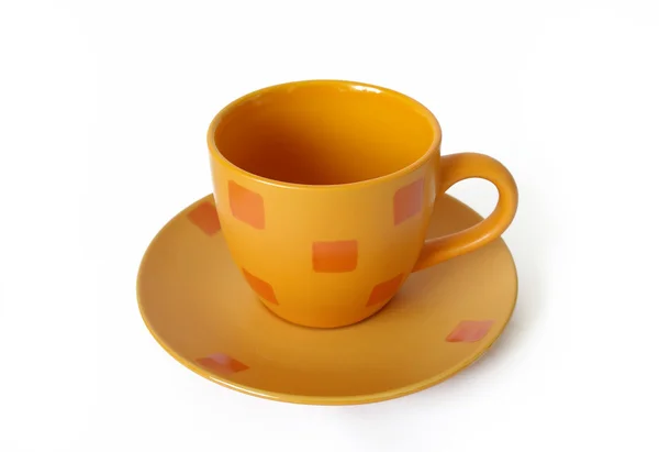橙色陶瓷咖啡杯子 — 图库照片