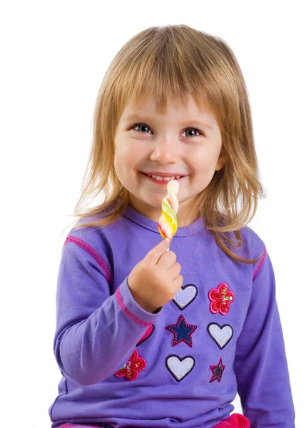 Mooi klein meisje met lolly — Stockfoto