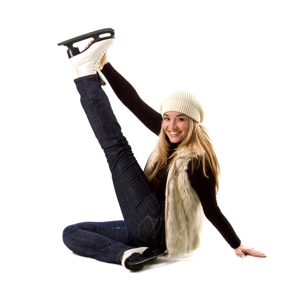 かなり若い女性とスケート靴 — ストック写真