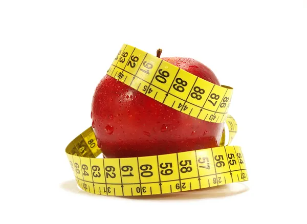 Medida de fita vermelha de maçã — Fotografia de Stock