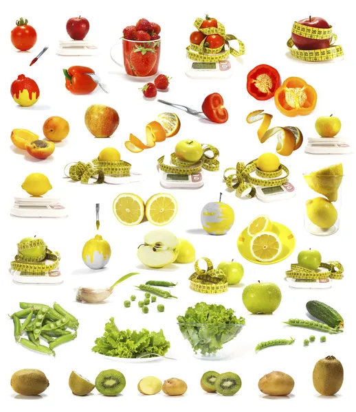 Коллекция овощей и фруктов — стоковое фото