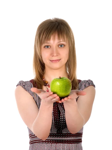 Femme avec pomme — Photo