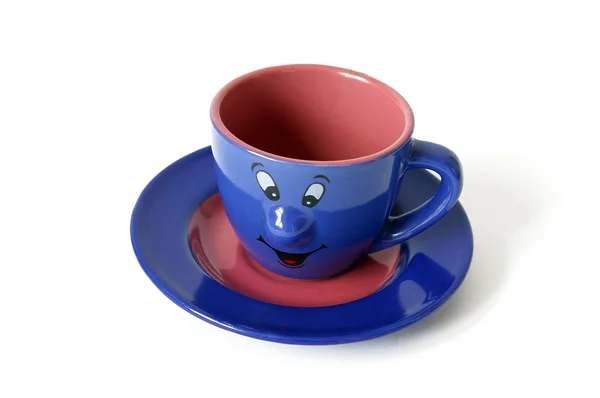 Blauwe keramische cup — Stockfoto