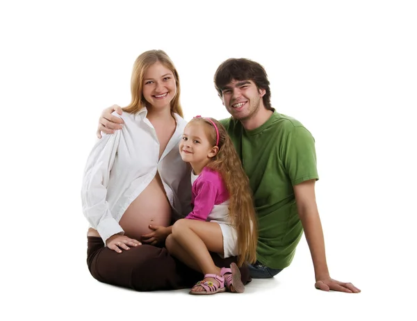 Família bonita com pai, grávida m — Fotografia de Stock