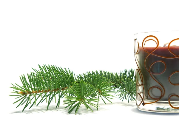Noel ağacı ve mum — Stok fotoğraf