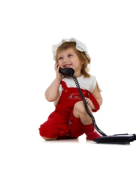 Linda chica habla por teléfono — Foto de Stock