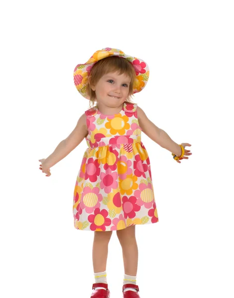 Χαριτωμένο κοριτσάκι με καλοκαιρινό φόρεμα — Φωτογραφία Αρχείου