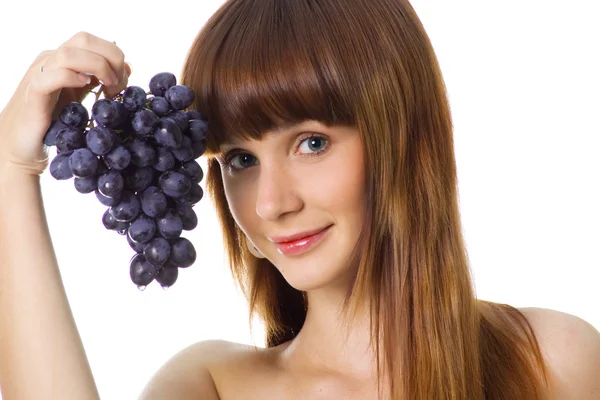 Cute women with a grapes — Stock Photo, Image