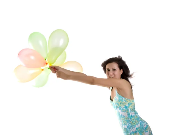Мила молода дівчина з повітряними кулями — стокове фото