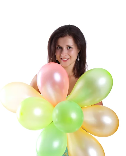 Linda chica joven con globos — Foto de Stock