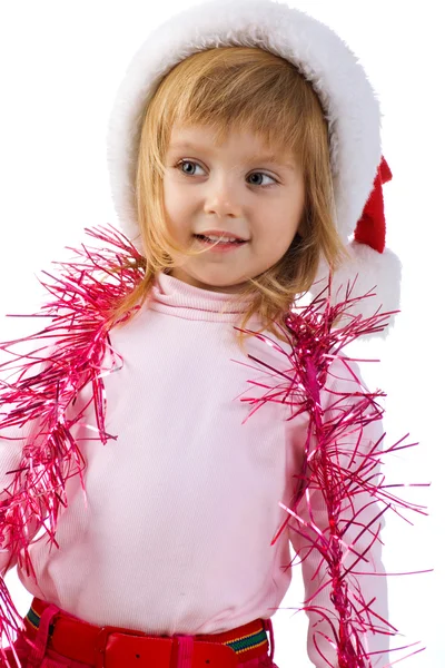 Dziewczyna w kapeluszu santa claus — Zdjęcie stockowe