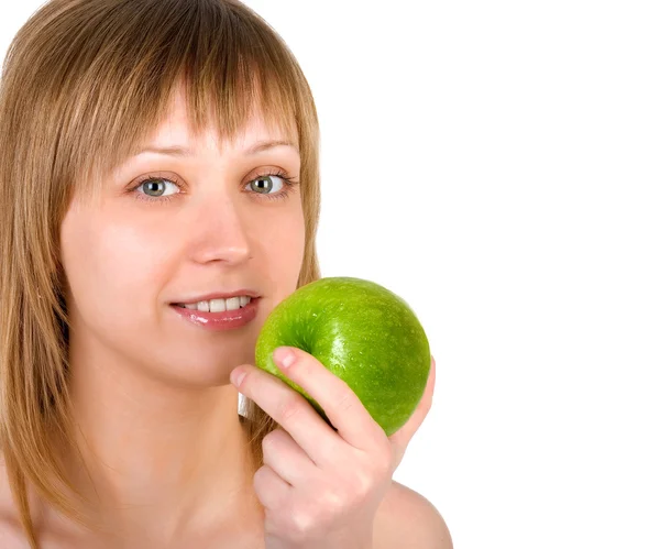 Красива дівчина з яблуком — стокове фото