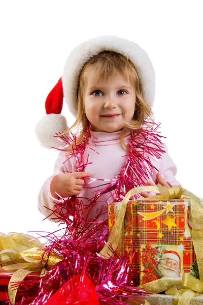 Ładna dziewczyna z Boże Narodzenie prezenty — Zdjęcie stockowe