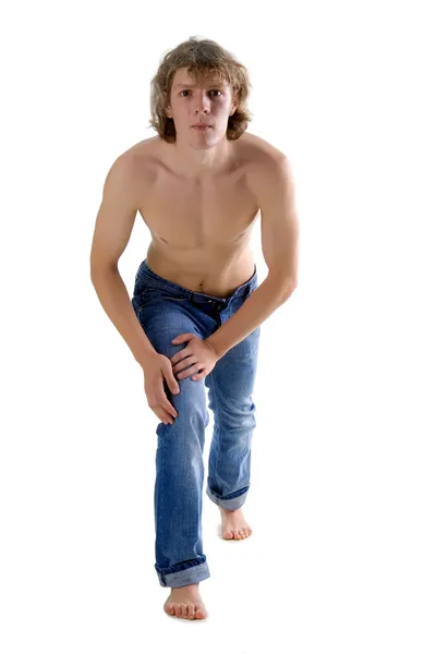 Αρκετά γυμνό άνδρα στο πάτωμα — Φωτογραφία Αρχείου