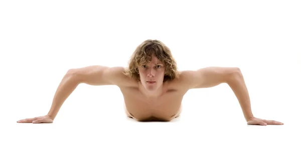 Docela nahý muž na podlaze — Stock fotografie