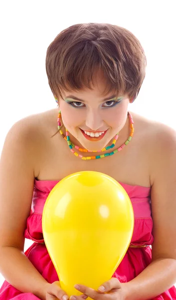 年轻漂亮的女孩与气球 — 图库照片