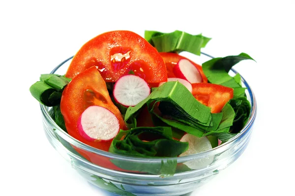 Χορτοφάγος σαλάτα και ένα πιρούνι απομονωθεί — Φωτογραφία Αρχείου
