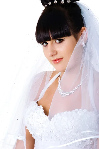 Vertikales Porträt einer schönen Braut — Stockfoto