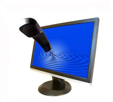 Liquid-crystal monitor and phone clipart