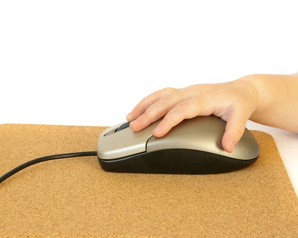 Počítačová myš a rukou — Stock fotografie